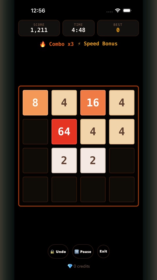 Real Solo gameplay with a 64 tile and an active combo
